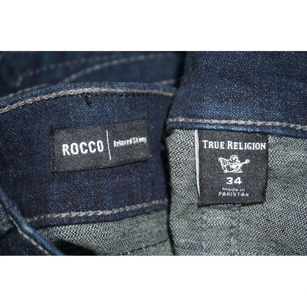 True Religion Jeans Blue Rocco Relaxed Skinny Dark Wash Stretch Men's 34x32 NWT